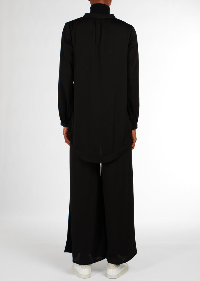Cheesecloth Mandarin Midi Shirt Black | Midis & Tops | Aab Modest Wear