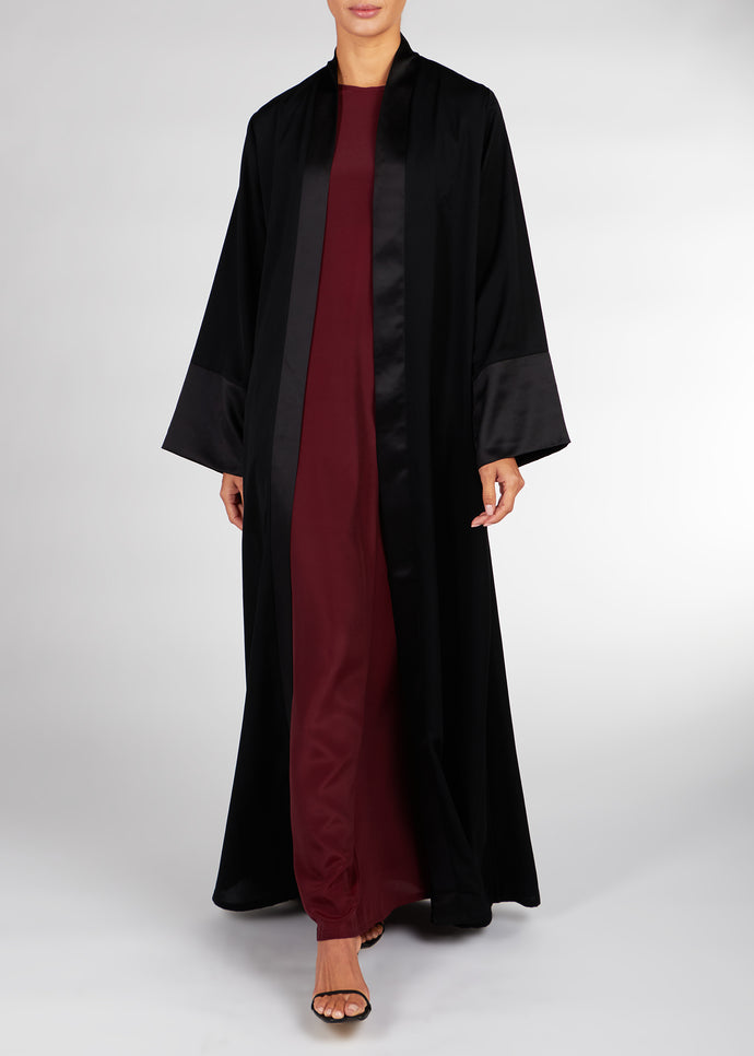 Loose Fit Kimono Black Satin | Kimonos | Aab Modest Wear