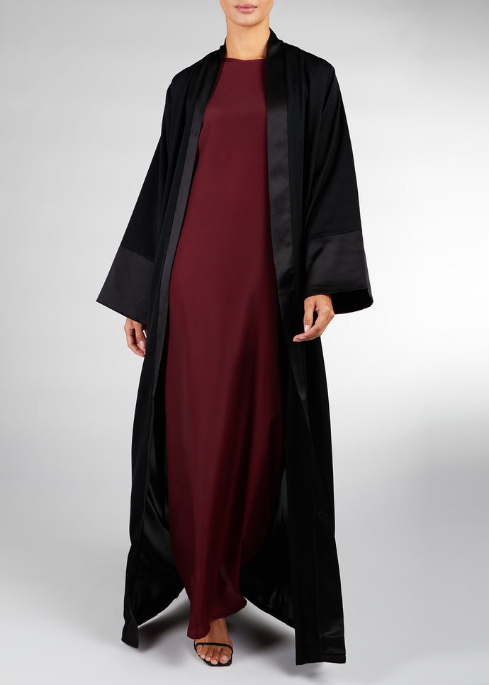 Loose Fit Kimono Black Satin | Kimonos | Aab Modest Wear