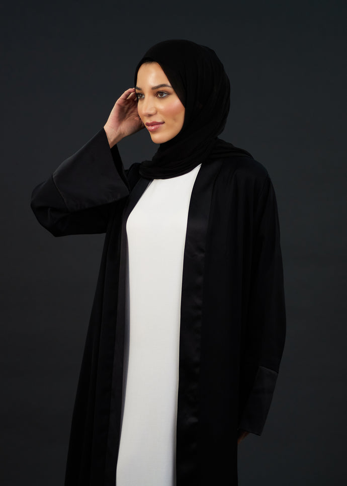 Loose Fit Kimono Black Satin | Kimonos | Aab Modest Wear