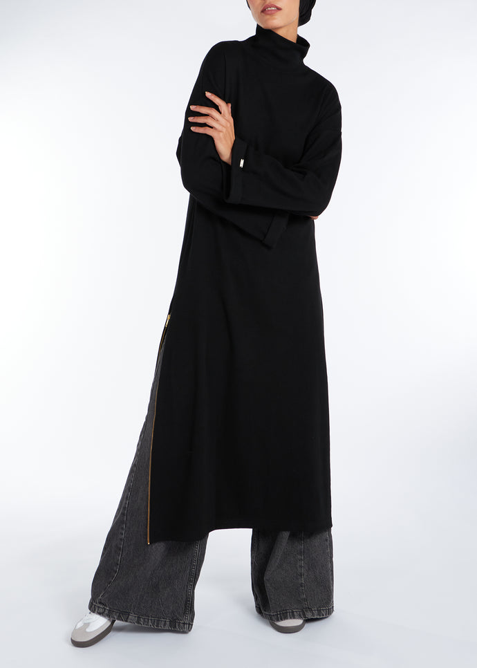 Side Zip Ribbed Midi Black | Midis | Aab Modest Wear