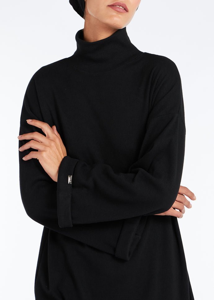 Side Zip Ribbed Midi Black | Midis | Aab Modest Wear