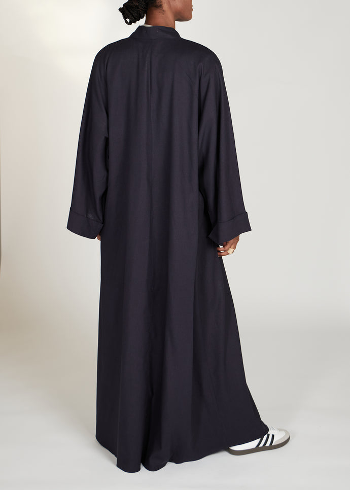 Linen Open Abaya Navy | Abayas | Aab Modest Wear