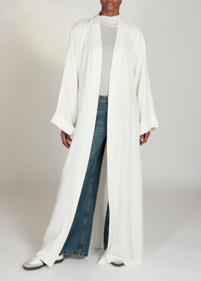 Linen Open Abaya Off White | Abayas | Aab Modest Wear