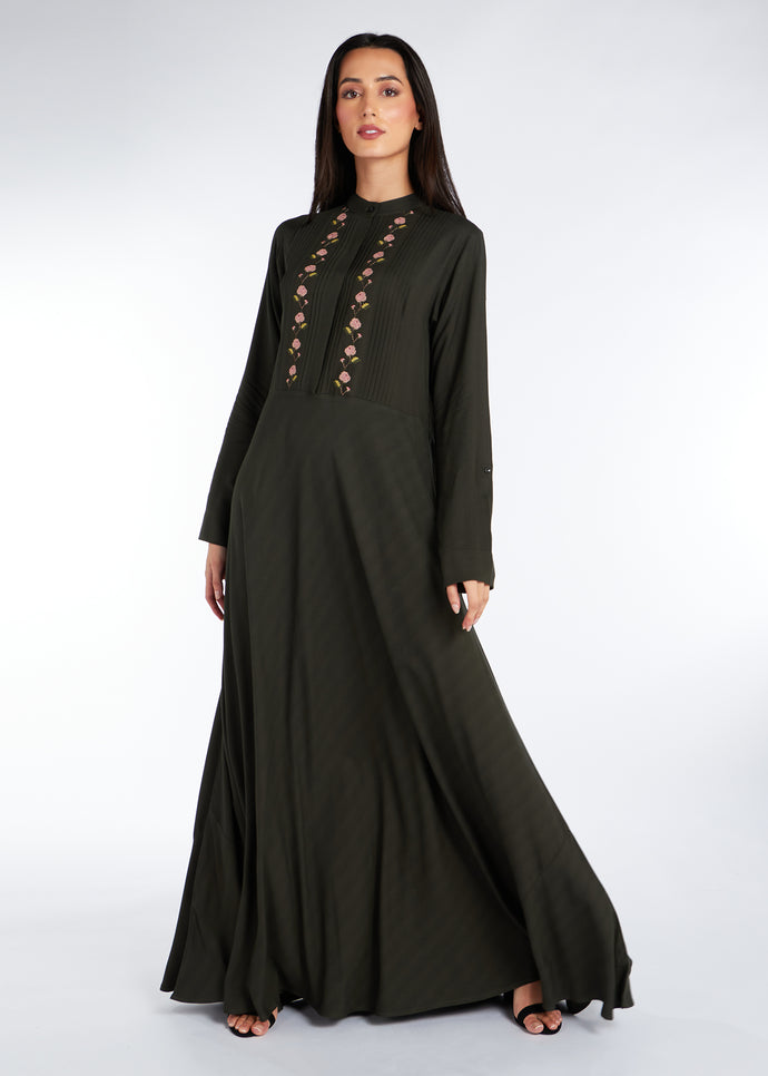 Sanabel Abaya Dark Green | Abayas | Aab Modest Wear
