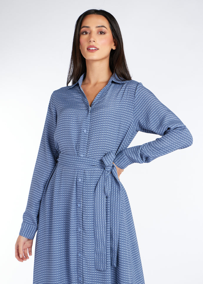Jacquard Blue Print Maxi Dress