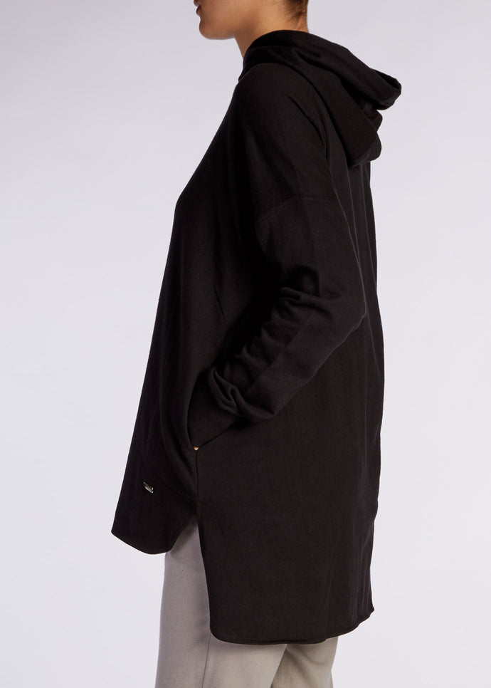 Cropped Cotton Hoody Black | Aab Modest Activewear