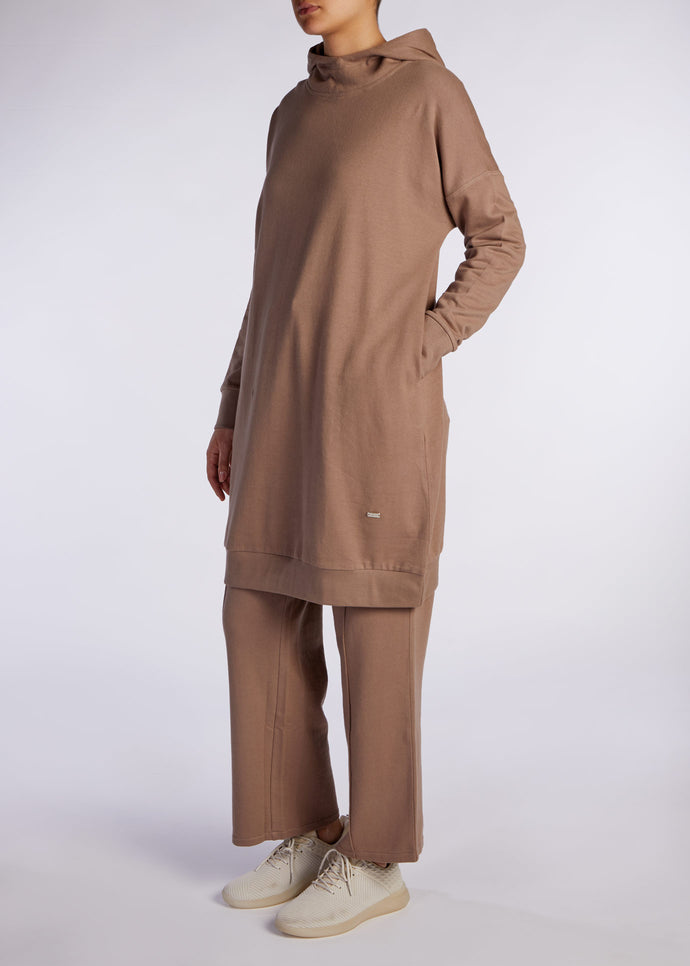 Mid Length Cotton Hoody Khaki | Aab Modest Activewear