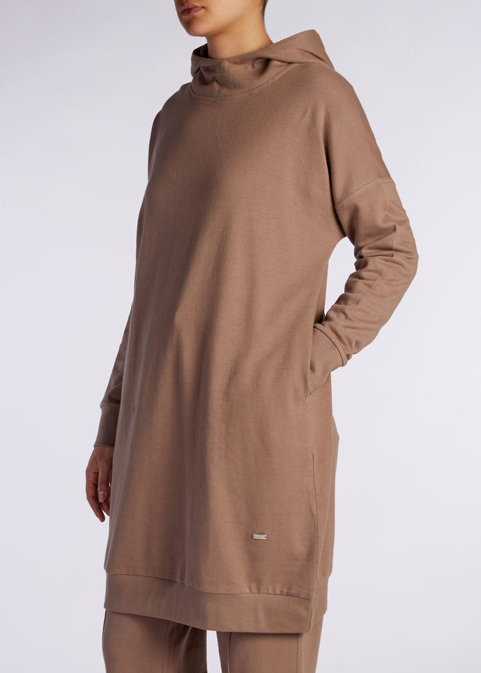 Mid Length Cotton Hoody Khaki | Aab Modest Activewear