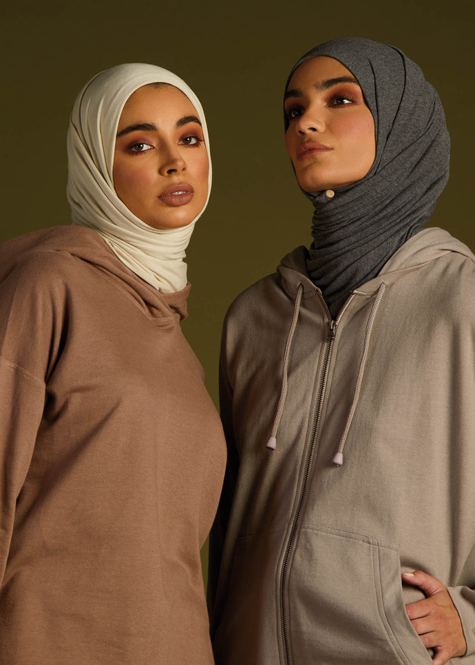 Cropped Cotton Hoody Khaki | Aab Modest Activewear