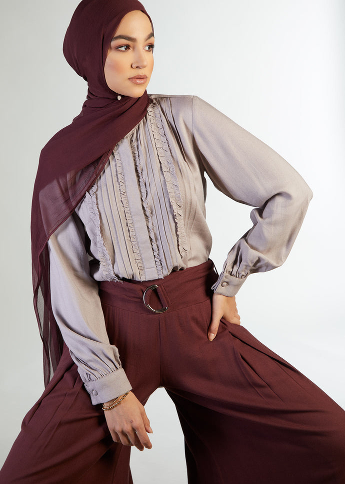 Full Flare Trousers Burgundy