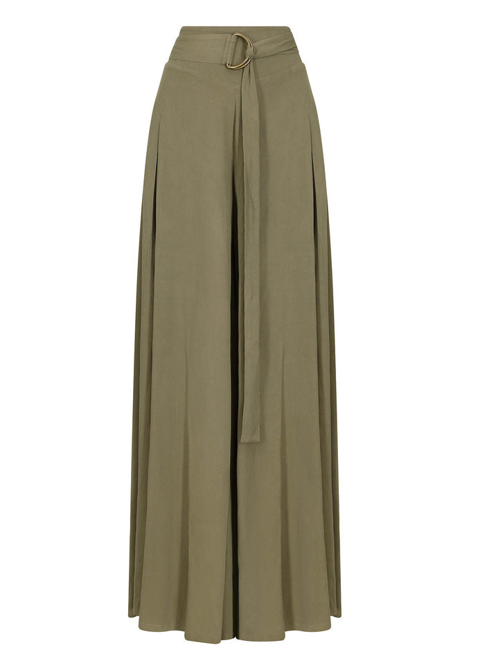 Full Flare Trousers Khaki