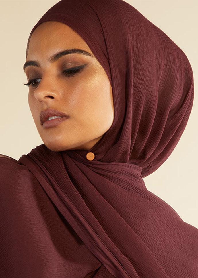 Burgundy Chiffon Silk Hijab | Hijabs | Aab Modest Wear