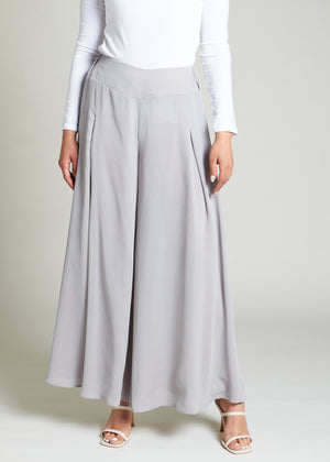 Chiffon Full Flare Trousers Grey