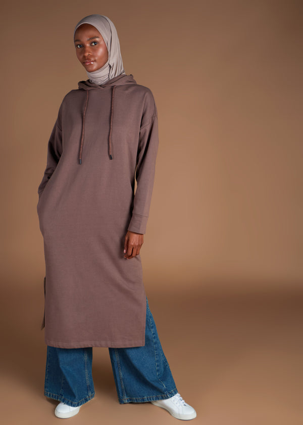 Cozy Fleece Hoody Coffee | Coats & Cover Ups | Aab Modest Wear