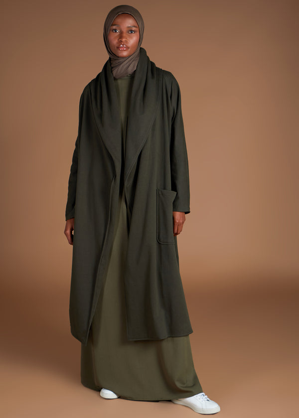 Cozy Fleece Cover Up Olive | Coats & Cover Ups | Aab Modest Wear