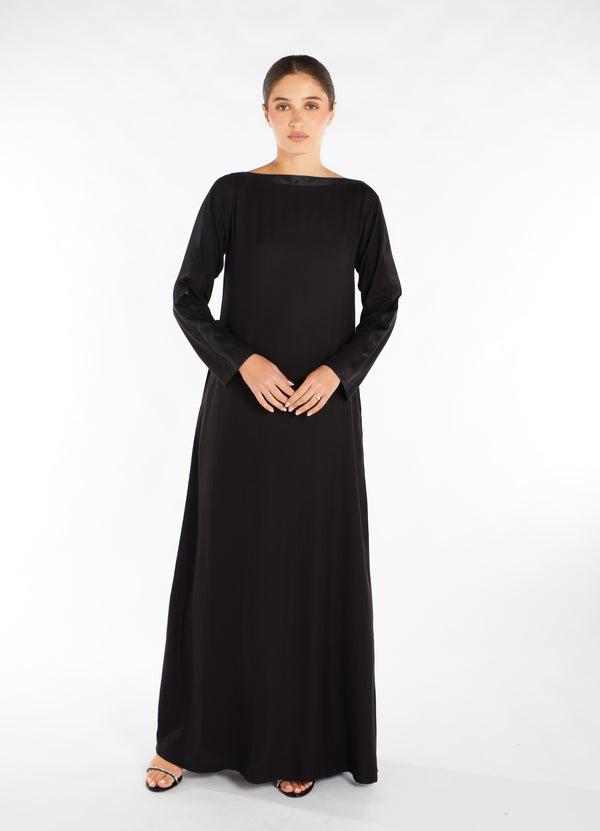 Satin Strip Abaya Black | Abayas | Aab Modest Wear