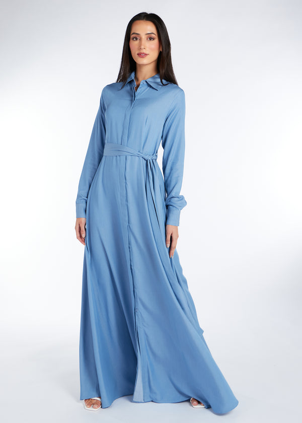 Shirted Maxi Denim Blue | Maxi Dresses | Aab Modest Wear