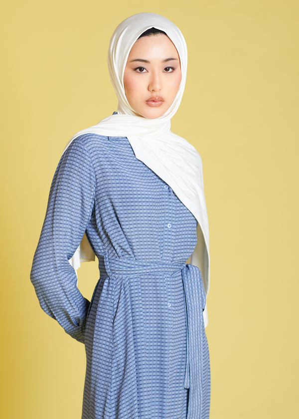 Jacquard Blue Print Maxi Dress