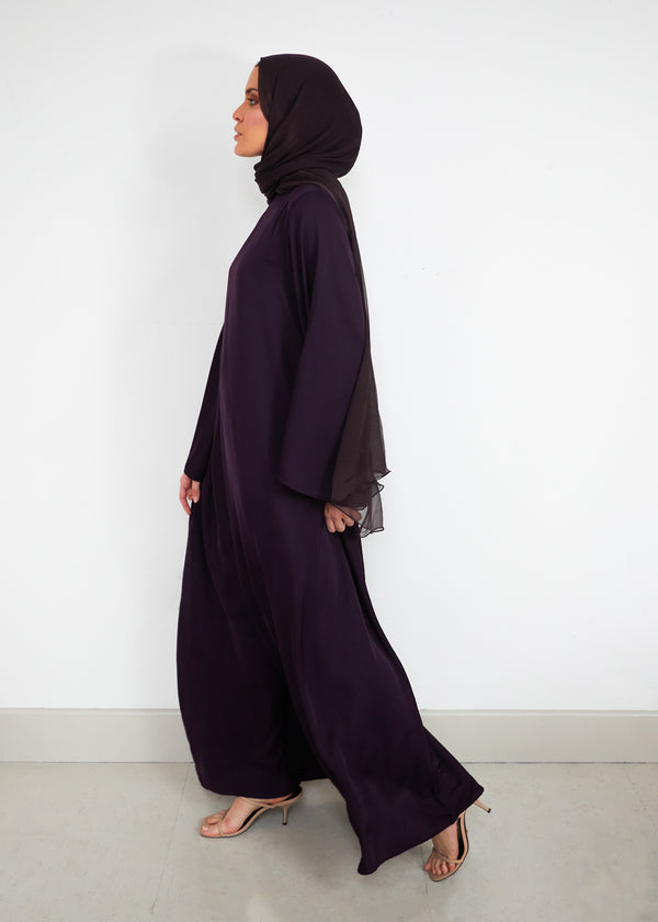 Bell Sleeve Abaya Aubergine