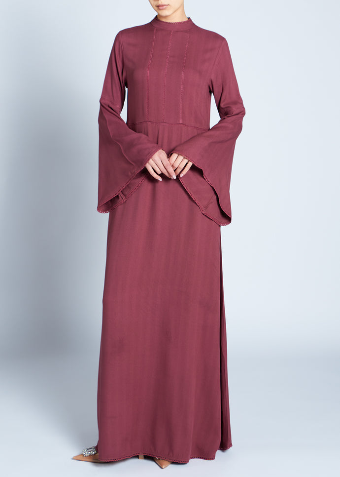 Crochet Lace Maxi Dress Maroon | Maxi Dresses | Aab Modest Wear