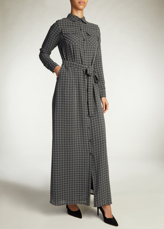 Grey Check Maxi | Maxi Dresses | Aab Modest Wear