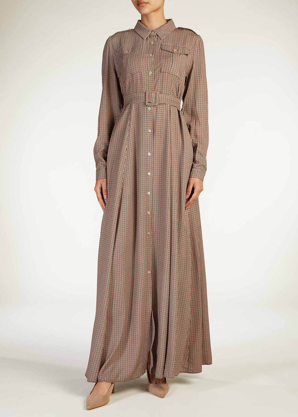 Utility Check Maxi Dress
