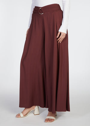 Full Flare Trousers Burgundy